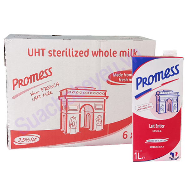 Thùng sữa tươi Promess Pháp Nguyên kem hộp 1 Lít Thùng sữa tươi Promess Pháp Nguyên kem hộp 1 Lít