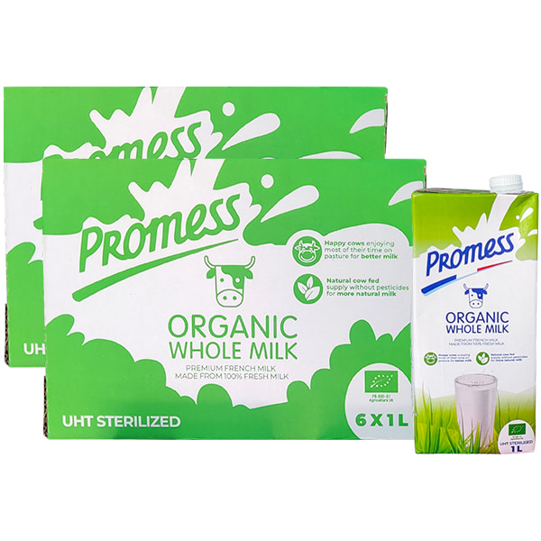 Combo 2 thùng Sữa tươi Promess Pháp Organic Nguyên kem hộp 1 Lít Combo 2 thùng Sữa tươi Promess Pháp Organic Nguyên kem hộp 1 Lít