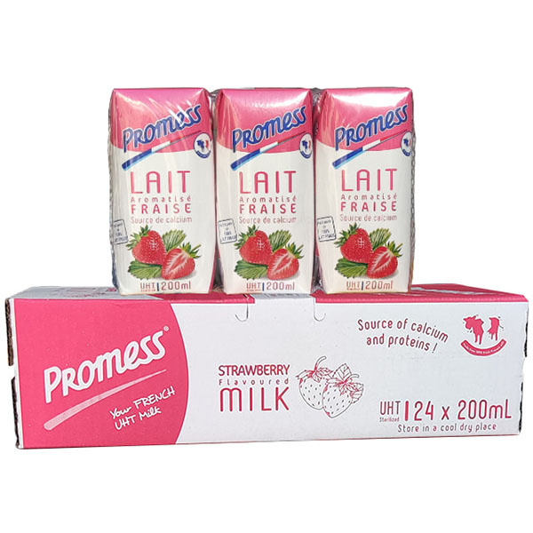 Sữa tươi Promess Pháp vị Dâu hộp 200ml Sữa tươi Promess Pháp vị Dâu hộp 200ml