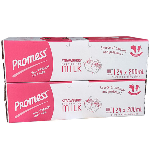 Combo 2 Thùng Sữa tươi Promess Pháp vị Dâu hộp 200ml