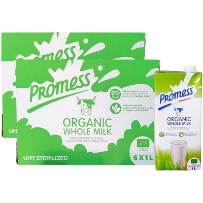 Combo 2 thùng Sữa tươi Promess Pháp Organic Nguyên kem hộp 1 Lít