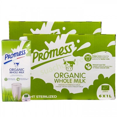 Combo 2 thùng Sữa tươi Promess Pháp Organic Nguyên kem hộp 1 Lít