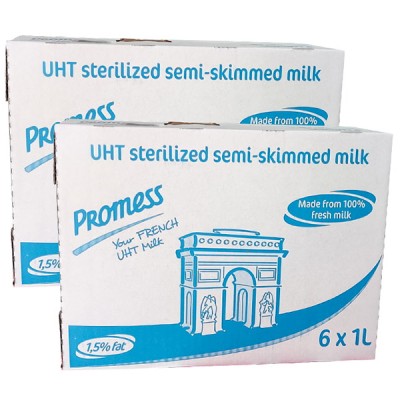 Combo 2 thùng Sữa tươi Promess Pháp Ít béo hộp 1 Lít