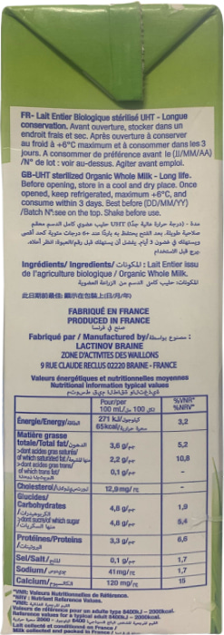 Sữa tươi Promess Pháp Organic Nguyên kem hộp 1 Lít