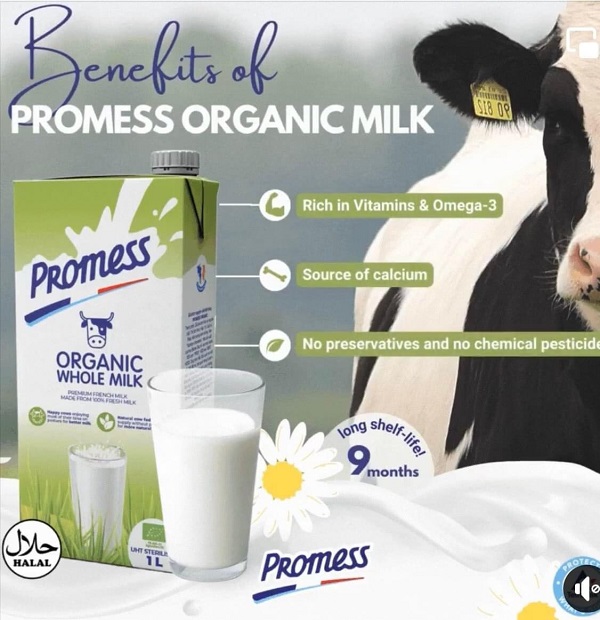Sữa tươi Promess Organic nguyên kem hộp 1 Lít