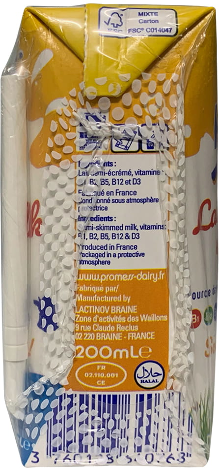 Sữa tươi Promess Pháp bổ sung Vitamin hộp 200ml